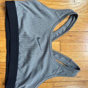 Nike Women's Classic Sports Bra, Gray White logo, Size S